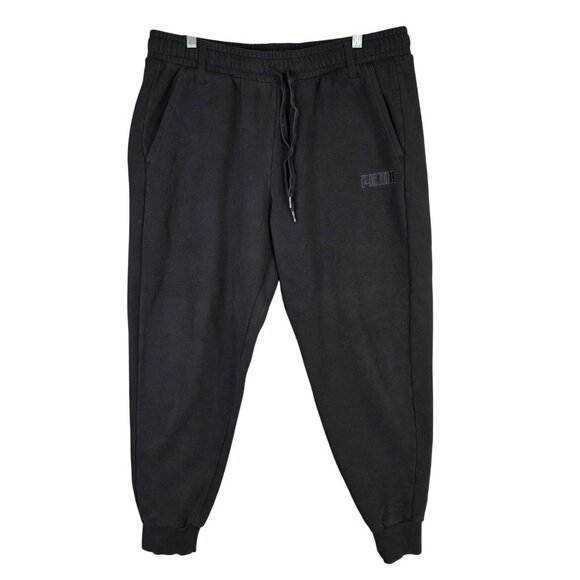 Mens Puma Black Jogger Sweatpants Drawstring Elastic Waist Cotton Blend Size XL - Picture 1 of 10